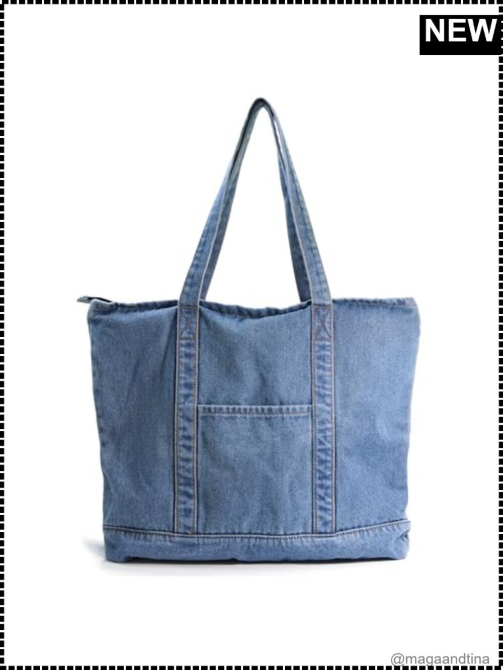 HOXIS Denim Tote Unisex Shopper Shoulder Handbag Fits 15" Laptop